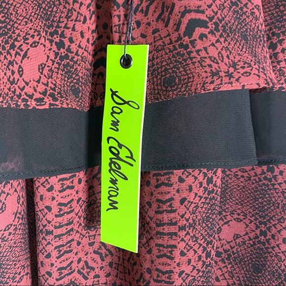 NWT Sam Edelman red and black reptile off shoulder knee length dress size 4 - Picture 4 of 5